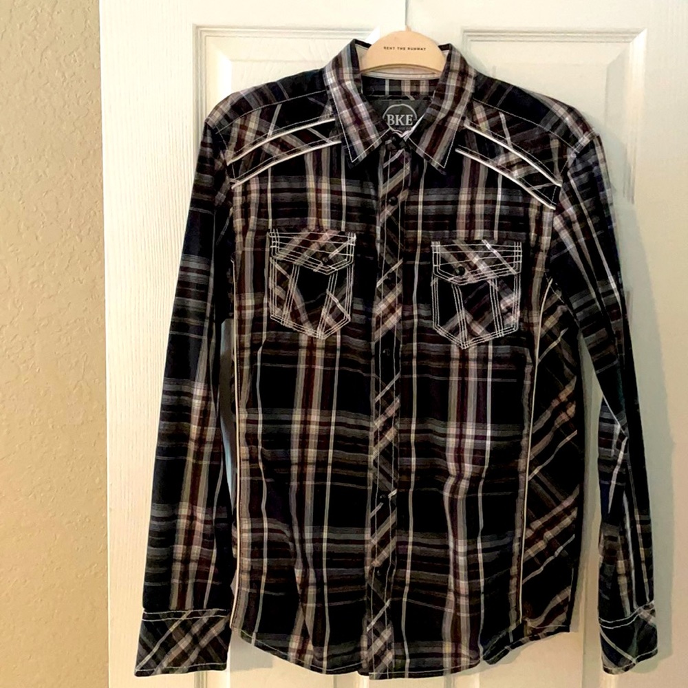 BKE snap button up long sleeve athletic fit large